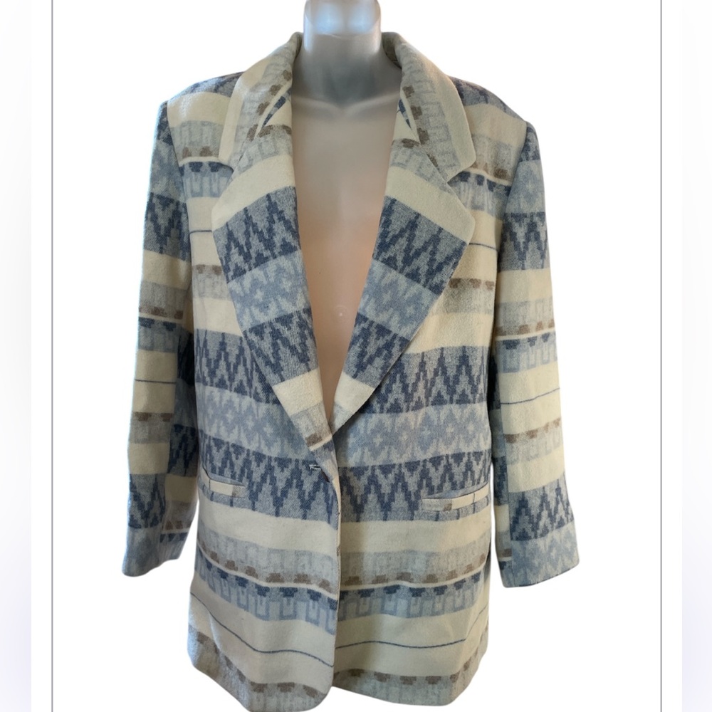:Vintage Braetan Wool Blend Aztec Print Blazer Shacket | Boho Western XL